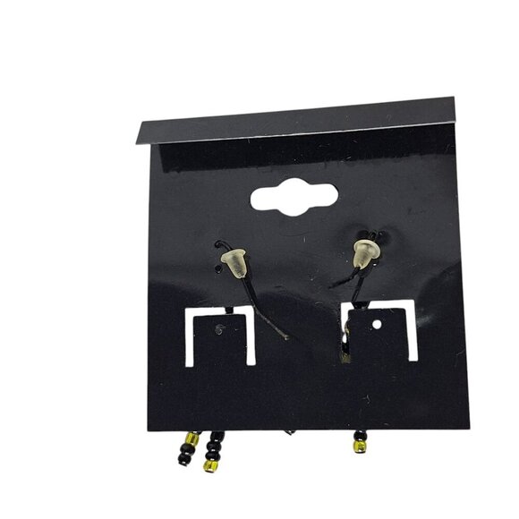 Black Yellow Seed Bead Dangle Drop Tassel Earrings Womens Costume Jewelry - Picture 2 of 2